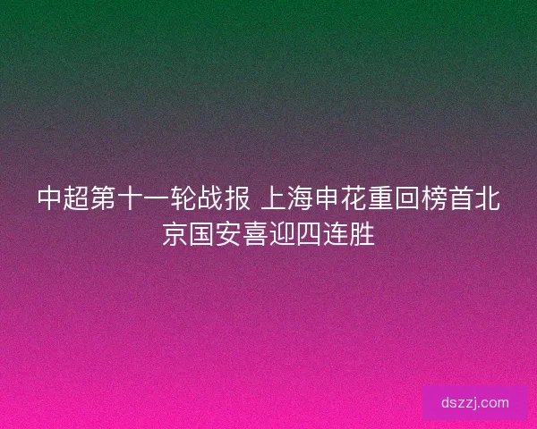 中超第十一轮战报 上海申花重回榜首北京国安喜迎四连胜